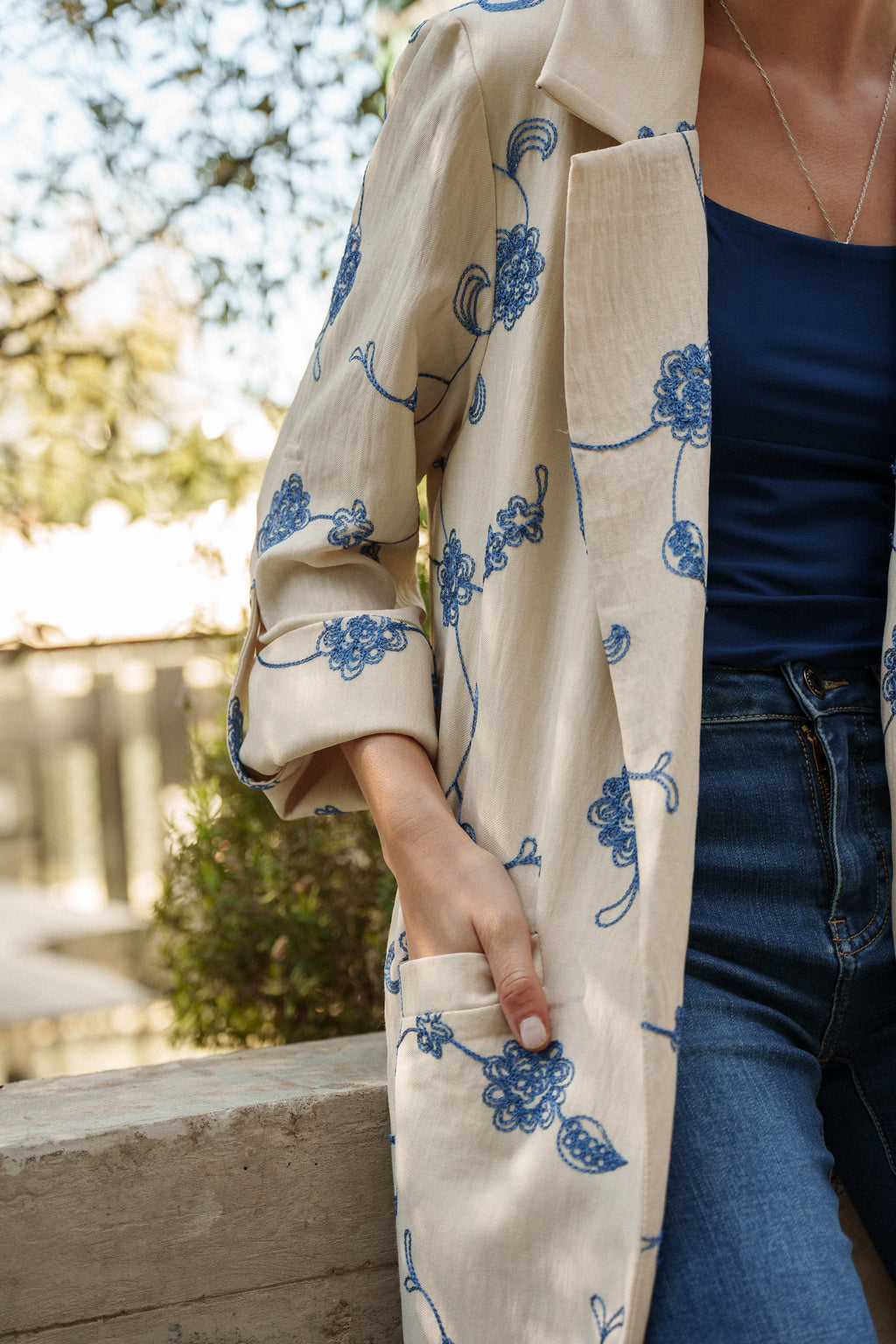 Tapado Caloé flores azules